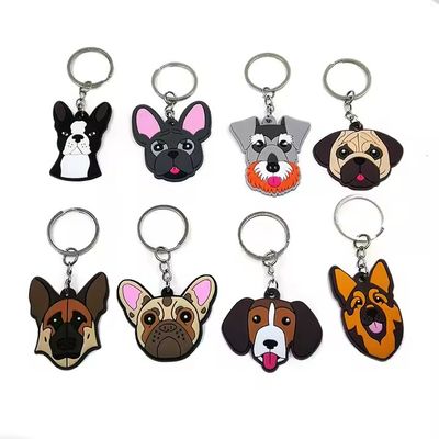 Factory Wholesale PVC Cartoon Animals Custom Rubber 2D Soft  Design Keychain Custom Keyring 