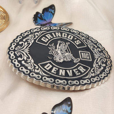 Logo 3D personnalisé de la moto Ceinture antique Boucle de nickel Ceinture d'émail douce