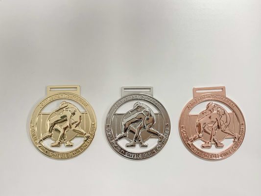 École 3D personnalisée en fonte en alliage de zinc d'or argent rouge bronze médailles de football personnalisées