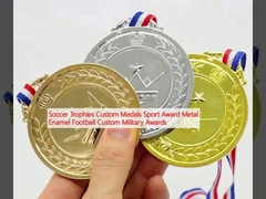 Trophées de football Médailles personnalisées Prix sportif Métal émail Football Prix militaires personnalisés